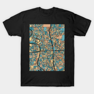 Wichita Map Pattern in Mid Century Pastel T-Shirt